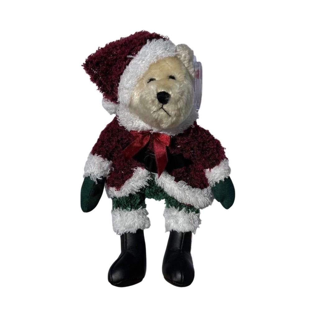 Ty Beanie Baby Santa Bear Christmas Plush Burgundy Holiday MWMT